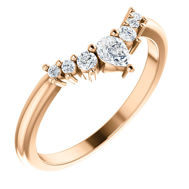 14K Gold 1/4 CTW Natural Pear Diamond Contoured Band