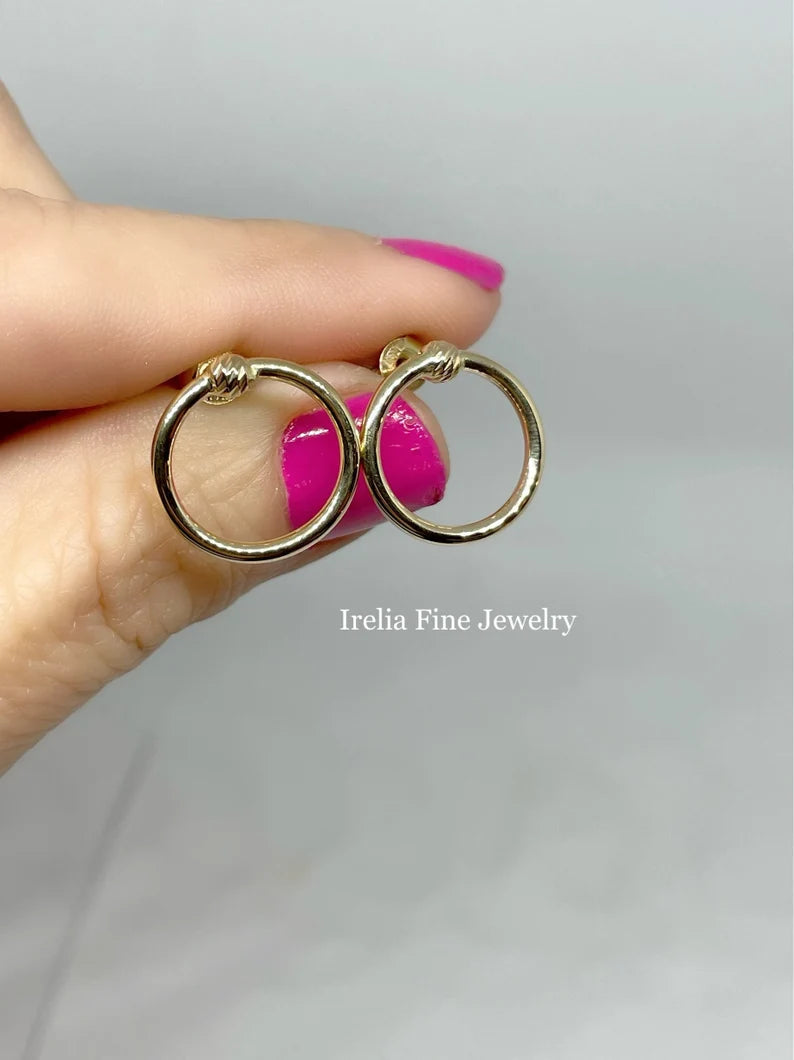 14k Yellow Gold Earring Circle Studs