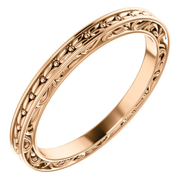14K Gold Sculptural Vintage Inspired Leaf Band