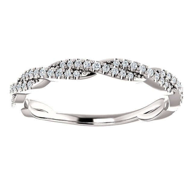 14K Gold & 1/6 ct Diamond Rope Band Wedding Anniversary Stackable Ring