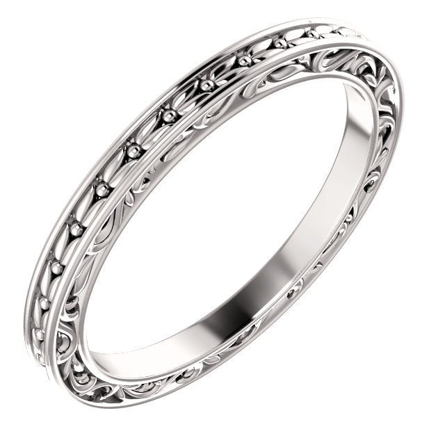 14K Gold Sculptural Vintage Inspired Leaf Band