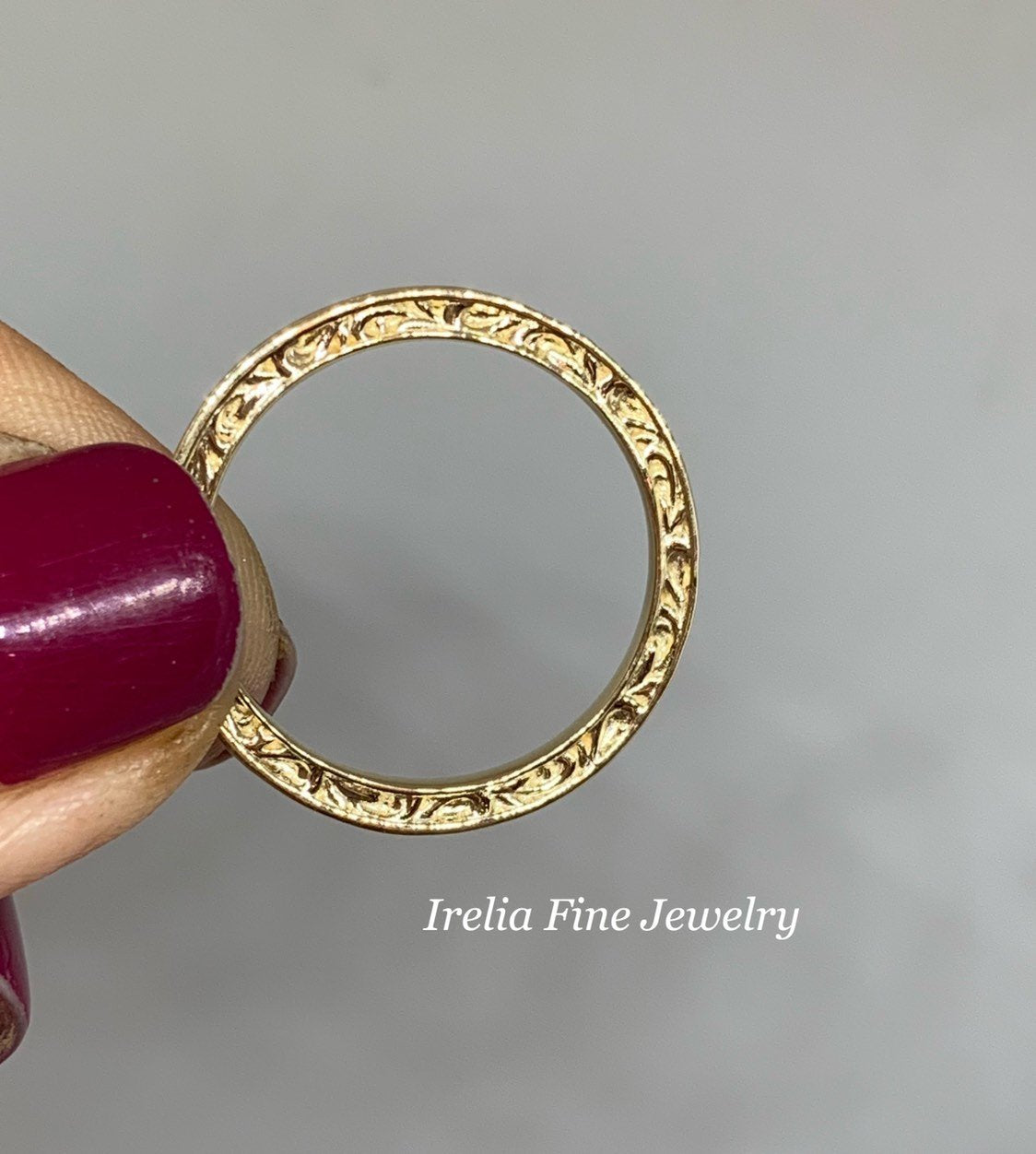 14K Gold Sculptural Vintage Inspired Leaf Band