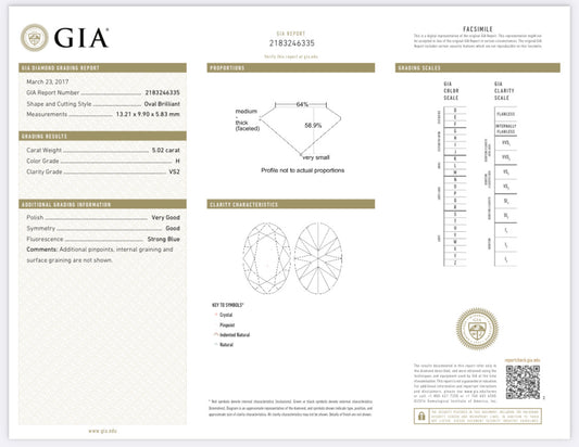 5.02 Carat Oval Cut Diamond H , VS2, GIA CERTIFICATE 2183246335 1.50 Carat Asscher Cut Diamond G , S1 , GIA CERTIFICATE 12744461  Total PRICE $126,478.00/ DEPOSITED REQUESTED