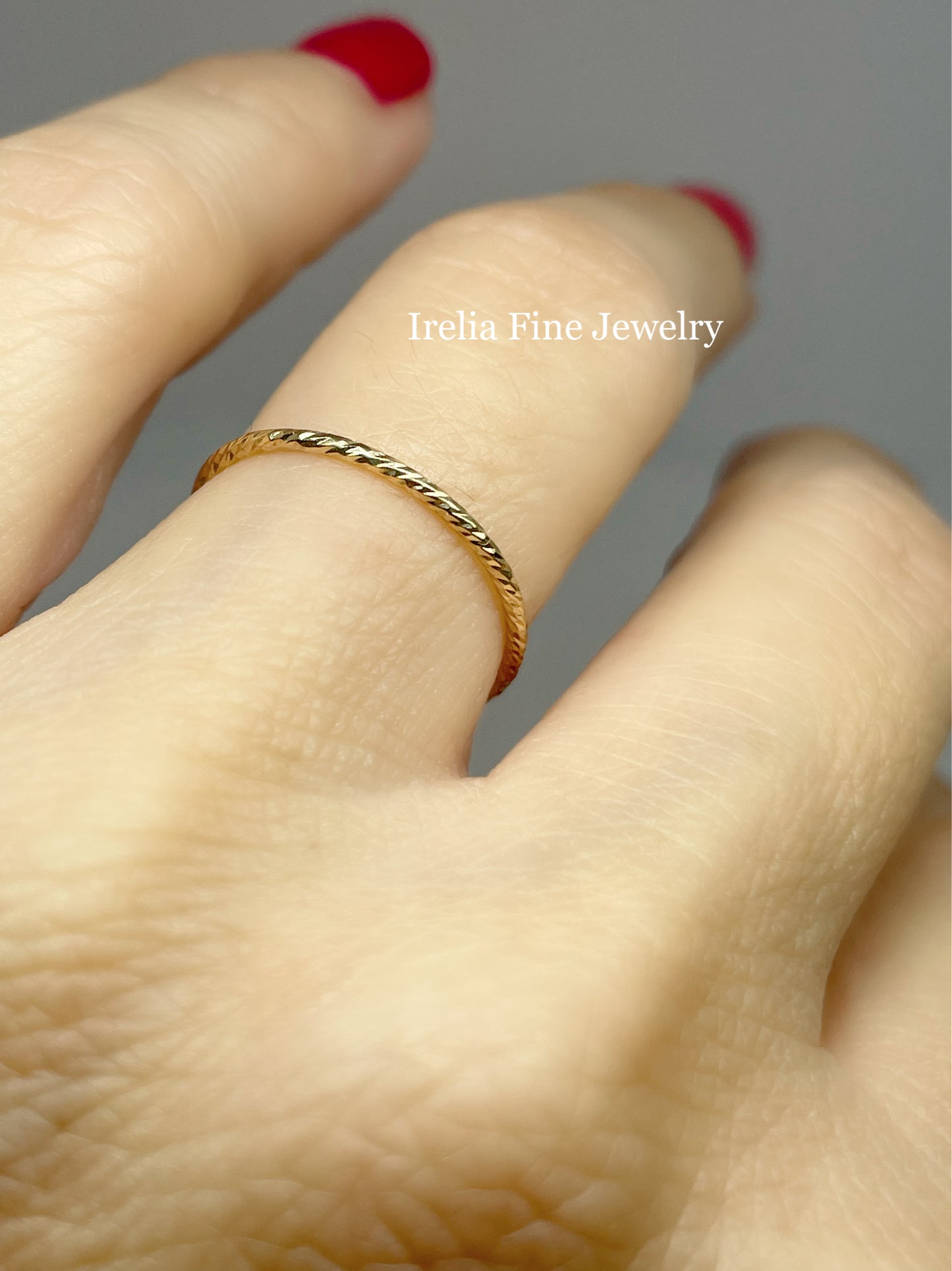 14K Yellow Stackable Ring, Skinny Stackable is 1 mm wide Size 5 -8