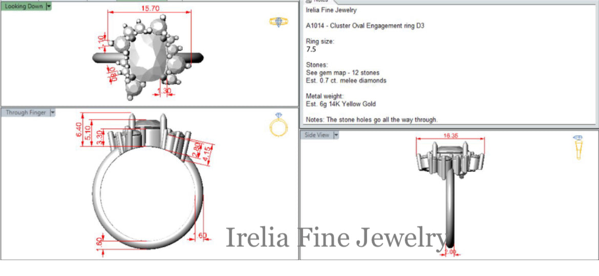 Custom14k Yellow Gold 3 Carat Sapphire Ring & Cluster Diamonds Ring