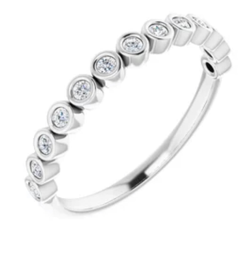14K Gold 1/5 CTW Bezel Set Natural Diamond Stackable Ring