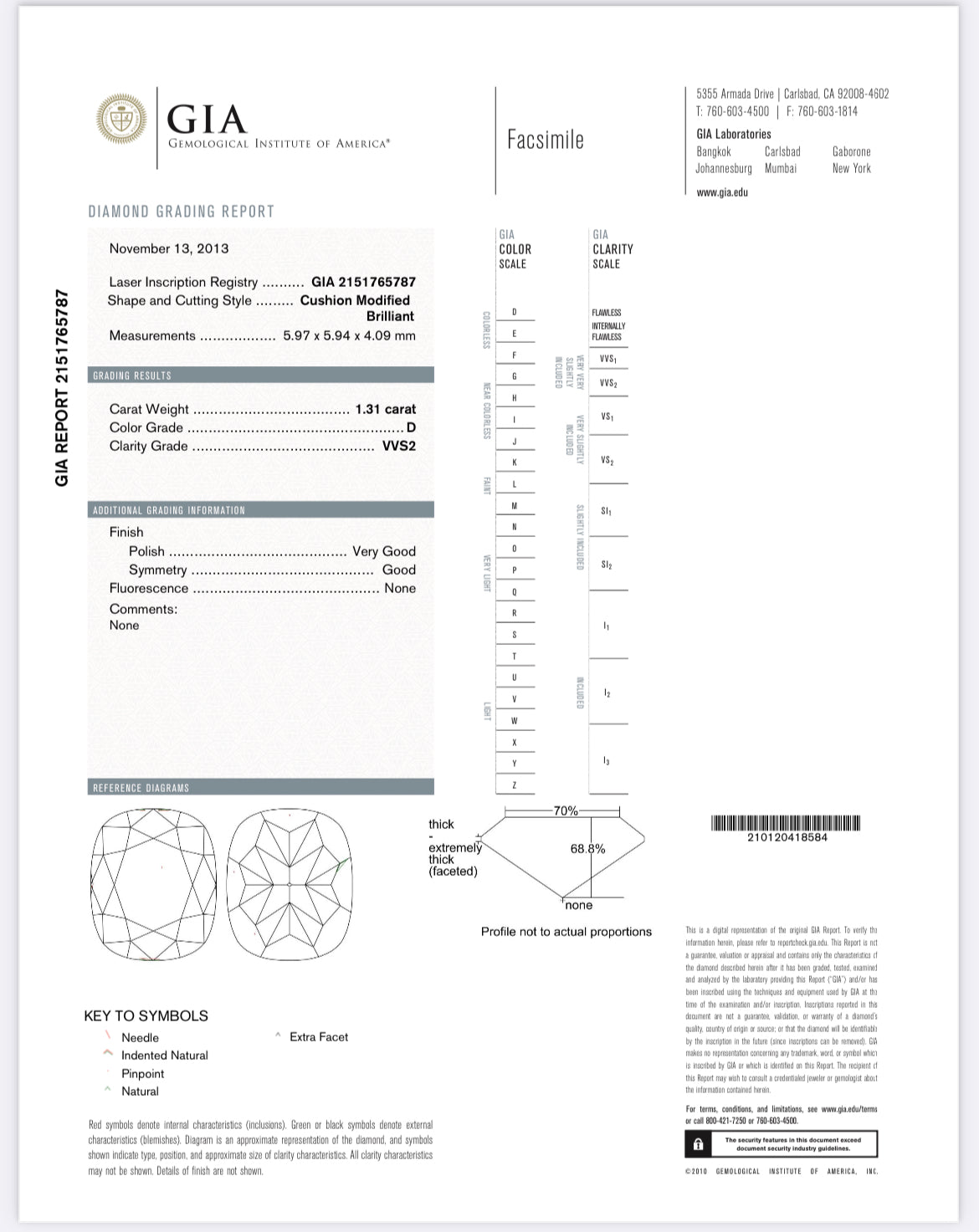 1.31 Carat Cushion Cut Diamond D , VVS2 , GIA Certified  2151765787 1.50 Carat Asscher Cut Diamond G , S1 , GIA CERTIFICATE 12744461  Total PRICE $12,260.00/ DEPOSITED REQUESTED $9000