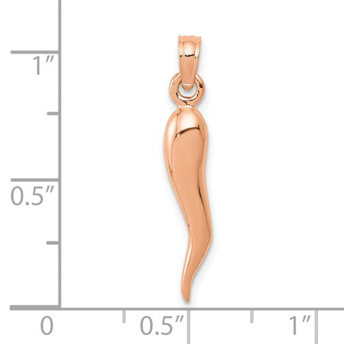 14k Gold San Diego Italian Horn Jewelry, Italian Horns , Rose Gold Italian Horn , Corno Portafortuna, Cornetto