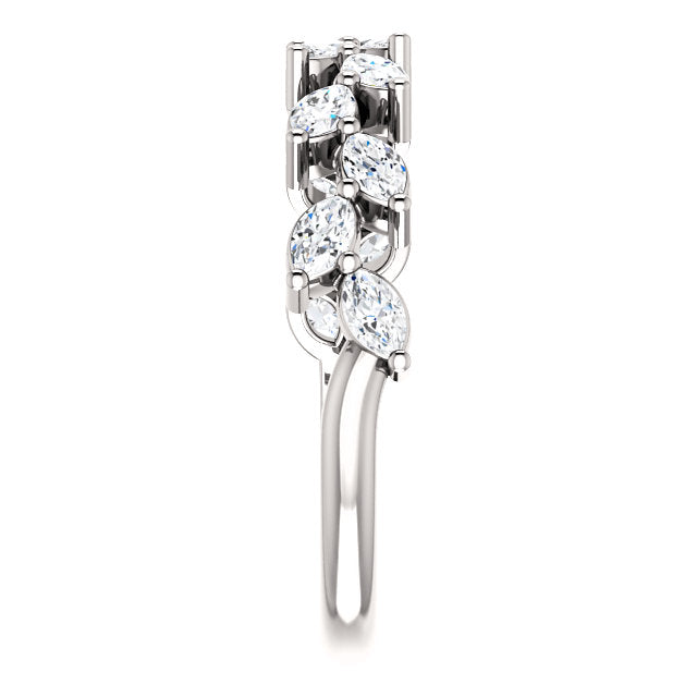14K Gold 5/8 CTW Crown Leaf Diamond Anniversary Band or Stackable Ring