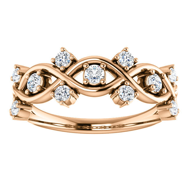 14k Gold 3/4 Diamond Anniversary Band, Ring Size 7
