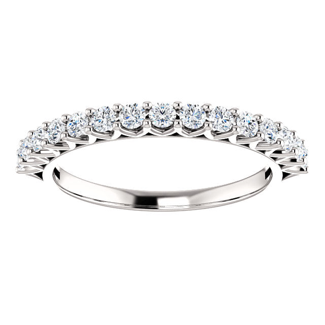 14K Gold 1/2 CTW Diamond Shared Prong Wedding or Stackable Ring
